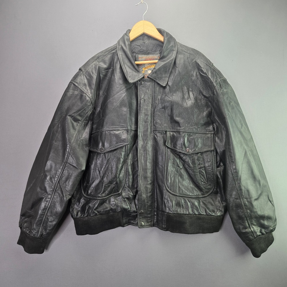 Adventure Bound Wilsons Leather Bomber Jacket XL Black Vintage Flight Coat 3584